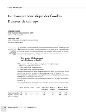 La demande touristique des familles. Données de cadrage