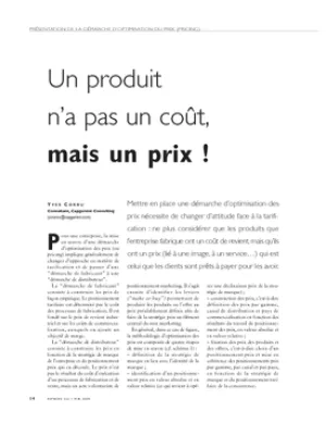 Un produit n'a pas un coût, mais un prix !