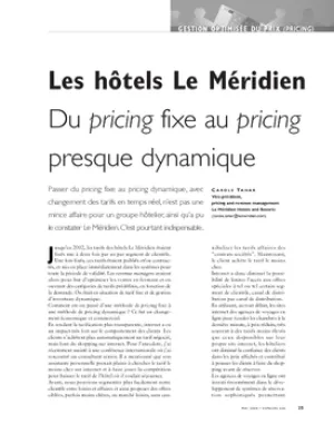 Les hôtels Le Méridien. Du pricing fixe au pricing presque dynamique