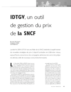 IDTGV, un outil de gestion du prix de la SNCF