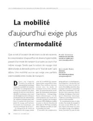 La mobilité d'aujourd'hui exige plus d'intermodalité