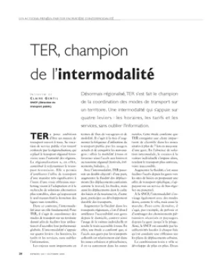 TER, champion de l'intermodalité. Nord - Pas-de-Calais joue l'intermodalité avec TER