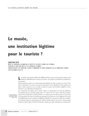 Le musée, une institution légitime pour le touriste ?