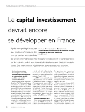 Le capital investissement devrait encore se développer en France