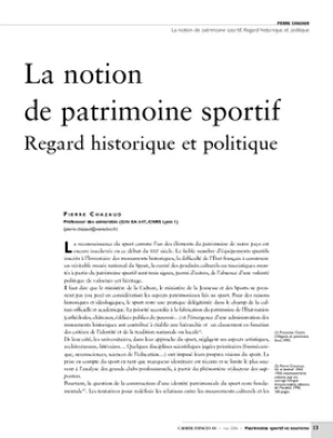 La notion de patrimoine sportif. Regard historique et politique