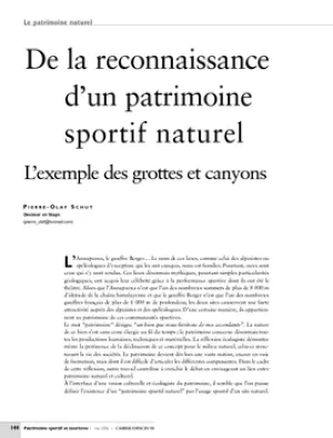 De la reconnaissance d'un patrimoine sportif naturel. L'exemple des grottes et canyons