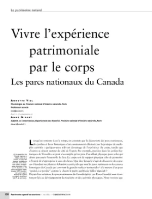 Vivre l'expérience patrimoniale par le corps. Les parcs nationaux du Canada