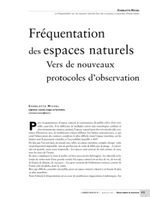 Fréquentation des espaces naturels. Vers de nouveaux protocoles d'observation