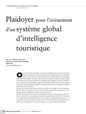 Plaidoyer pour l'avènement d'un système global d'intelligence touristique