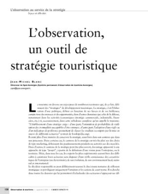 L'observation, un outil de stratégie touristique