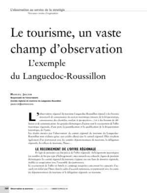 Le tourisme, un vaste champ d'observation. L'exemple du Languedoc-Roussillon