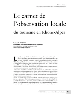 Le carnet de l'observation locale du tourisme en Rhône-Alpes