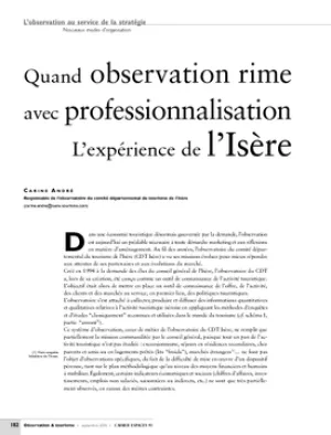 Quand observation rime avec professionnalisation. L'expérience de l'Isère