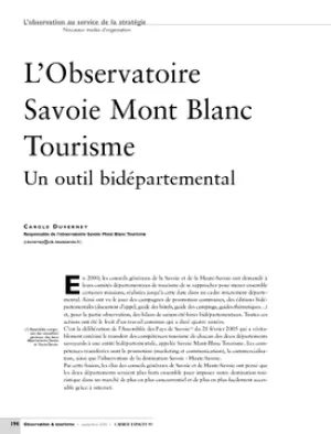L'Observatoire Savoie Mont Blanc Tourisme. Un outil bidépartemental
