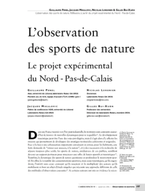 L'observation des sports de nature. Le projet expérimental du Nord - Pas-de-Calais