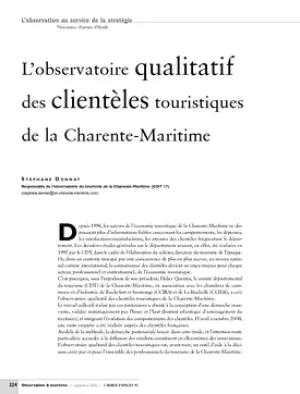 L'observatoire qualitatif des clientèles touristiques de la Charente-Maritime