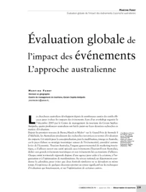 Évaluation globale de l'impact des événements. L'approche australienne