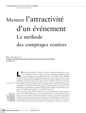 Mesurer l'attractivité d'un événement. La méthode des comptages routiers
