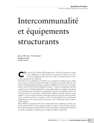 Intercommunalité et équipements structurants