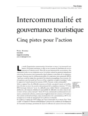Intercommunalité et gouvernance touristique.  Cinq pistes pour l'action
