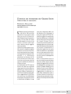 L'office de tourisme du Grand Lyon. Structure et missions