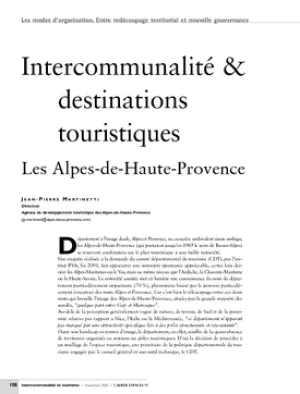 Intercommunalité & destinations touristiques. Les Alpes-de-Haute-Provence