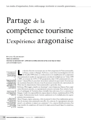 Partage de la compétence tourisme. L'expérience aragonaise