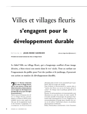 Villes et villages fleuris s'engagent pour le développement durable