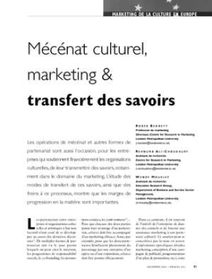 Mécénat culturel, marketing & transfert des savoirs
