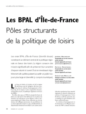 Les BPAL d'Île-de-France. Pôles structurants de la politique de loisirs