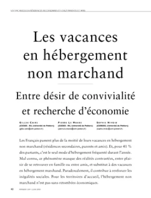 Les vacances en hébergement non marchand. Entre désir de convivialité et recherche d'économie
