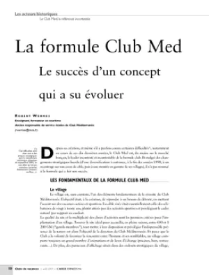 La formule Club Med. Le succès d'un concept qui a su évoluer