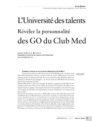 L'Université des talents. Révéler la personnalité des GO du Club Med