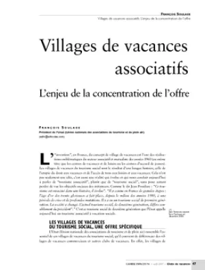 Villages de vacances associatifs. L'enjeu de la concentration de l'offre