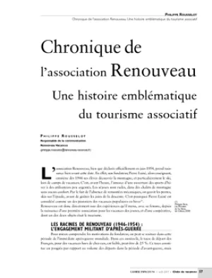 Chronique de l'association Renouveau. Une histoire emblématique du tourisme associatif