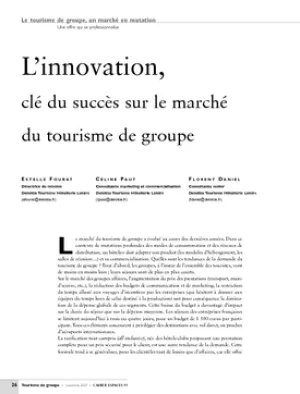 L'innovation, clé du succès sur le marché du tourisme de groupe