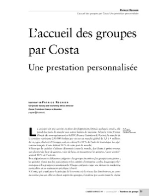 L'accueil des groupes par Costa. Une prestation personnalisée