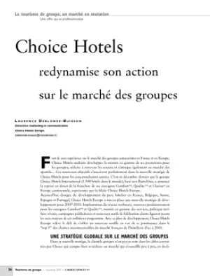 Choice Hotels redynamise son action sur le marché des groupes