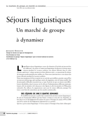 Séjours linguistiques. Un marché de groupe à dynamiser