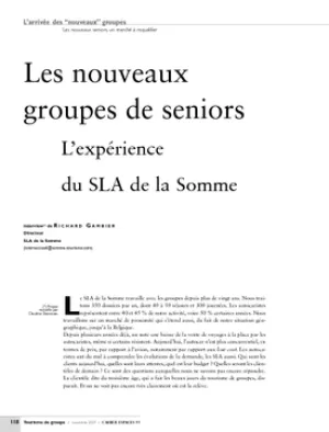 Les nouveaux groupes de seniors. L'expérience du SLA de la Somme