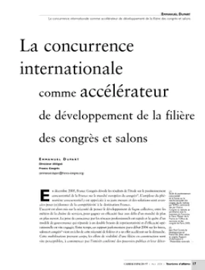 La concurrence internationale comme accélérateur de développement de la filière des congrès et salons
