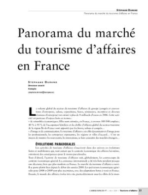 Panorama du marché du tourisme d'affaires en France