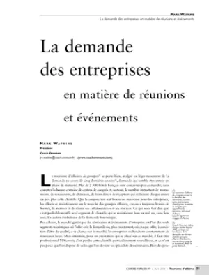 La demande des entreprises en matière de réunions et événements