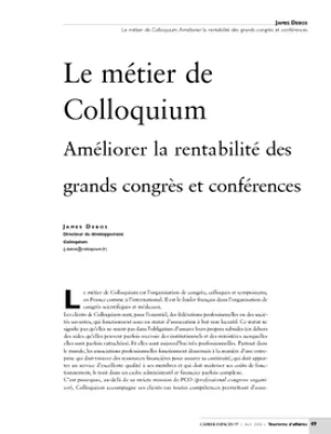 Le métier de Colloquium. Améliorer la rentabilité des grands congrès et conférences