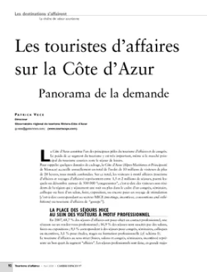 Les touristes d'affaires sur la Côte d'Azur. Panorama de la demande