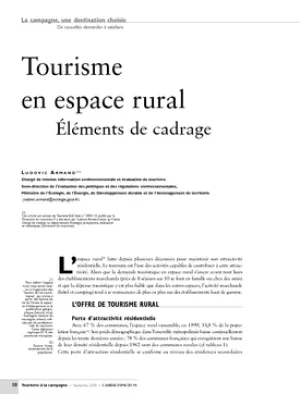 Tourisme en espace rural. Éléments de cadrage