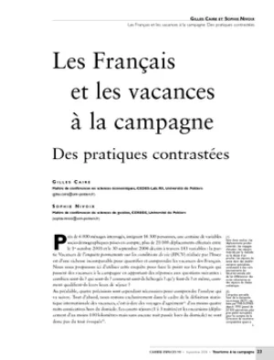 Les Français et les vacances à la campagne. Des pratiques contrastées