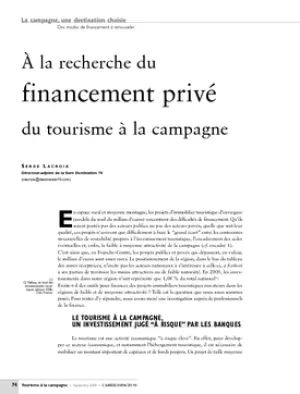 À la recherche du financement privé du tourisme à la campagne