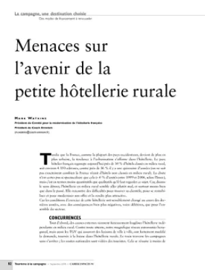Menaces sur l'avenir de la petite hôtellerie rurale