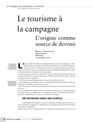 Le tourisme à la campagne. L'origine comme source de devenir